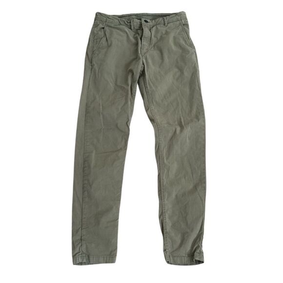 Zara Men's Slim Fit Chino Pants 32 Olive Green Cotton Stretch Casual - Picture 1 of 6